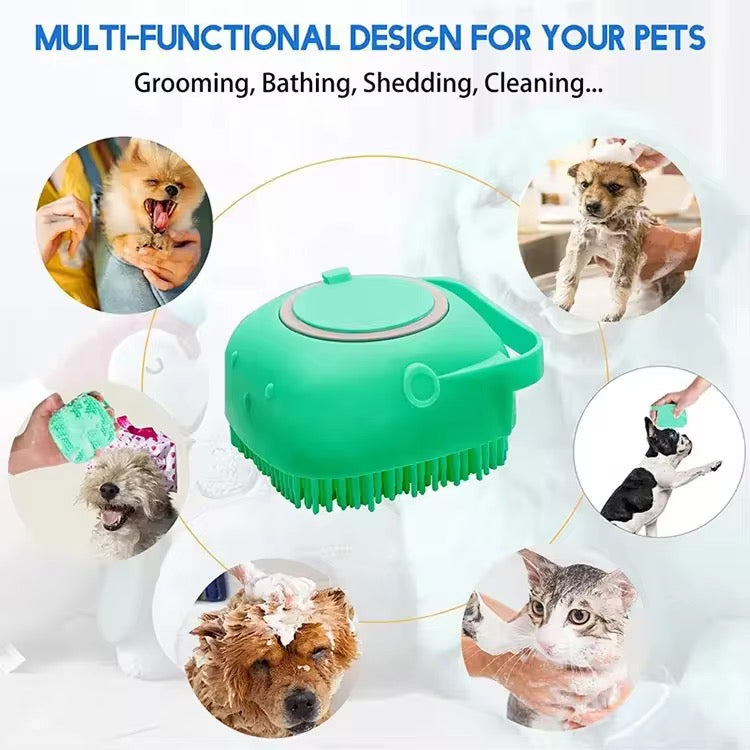Silicone 2-in-1 Shampoo Dispensing Pet Bath Brush
