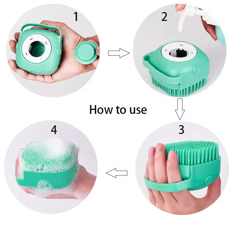 Silicone 2-in-1 Shampoo Dispensing Pet Bath Brush