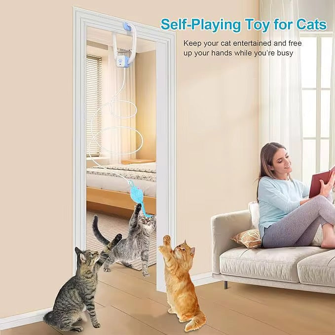🐱 Automatic Interactive Cat Toy – Smart Electric String Teaser with Adjustable Clip