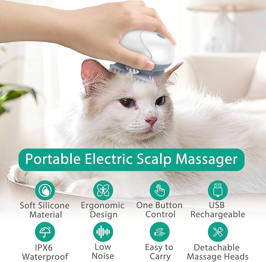 2-in-1 Electric Massager for Pets & Humans – Stress Relief, Hair Oil Booster, Relaxation Tool