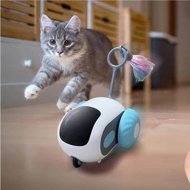 Smart Interactive Remote-Controlled Cat Toy – Feather Teaser with 360° Motion