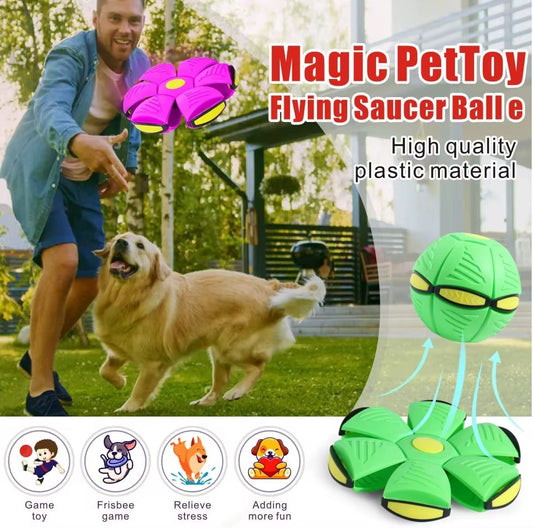 UFO Ball for Dogs – Flying Saucer Transforming Fetch Toy