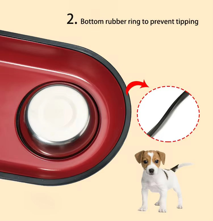 2-in-1 Anti-Skid Double Stainless Steel Dog Feeding Bowl – Food & Water Bowl Set
