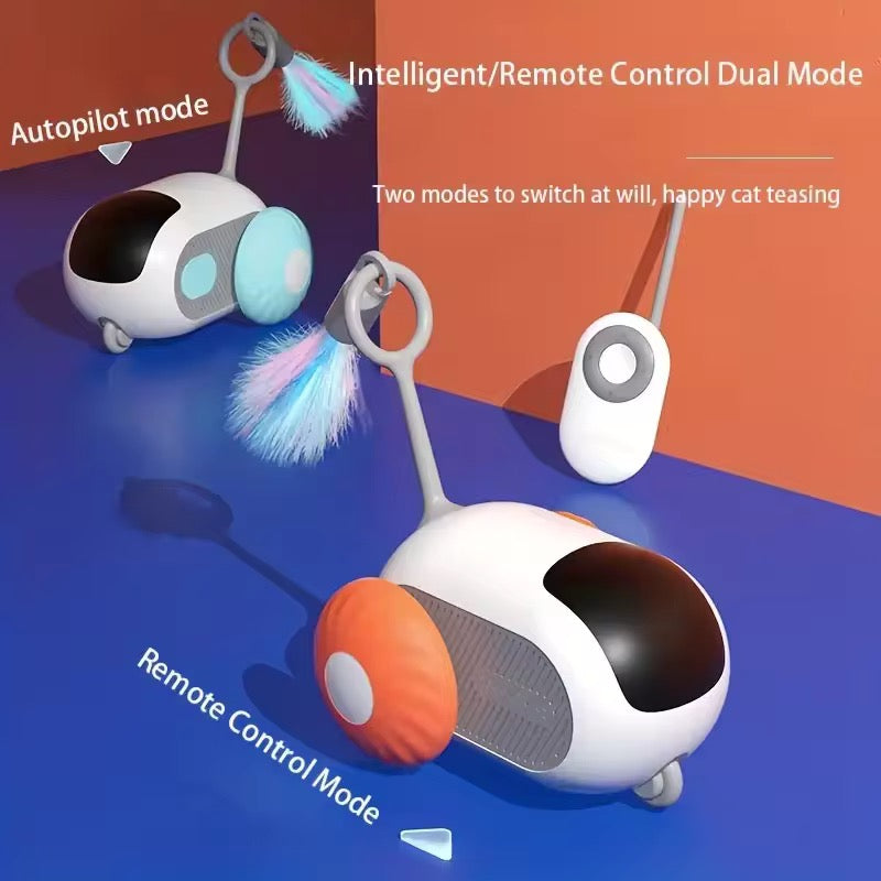 Smart Interactive Remote-Controlled Cat Toy – Feather Teaser with 360° Motion