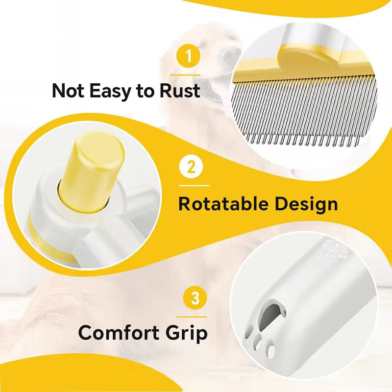 Pet Flea & Hair Removal Comb – Pack of 2 (Rotatable 2-in-1 Grooming Tool)