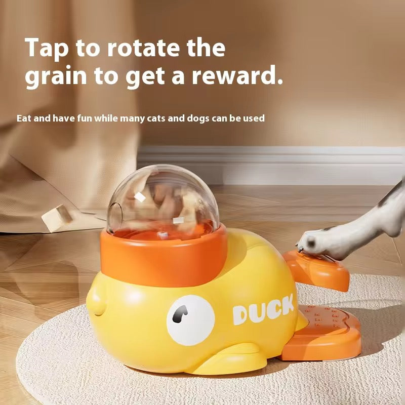 Portable Yellow Duck Interactive Pet Toy – Automatic Feeder & Puzzle Food Dispenser for Cats & Dogs