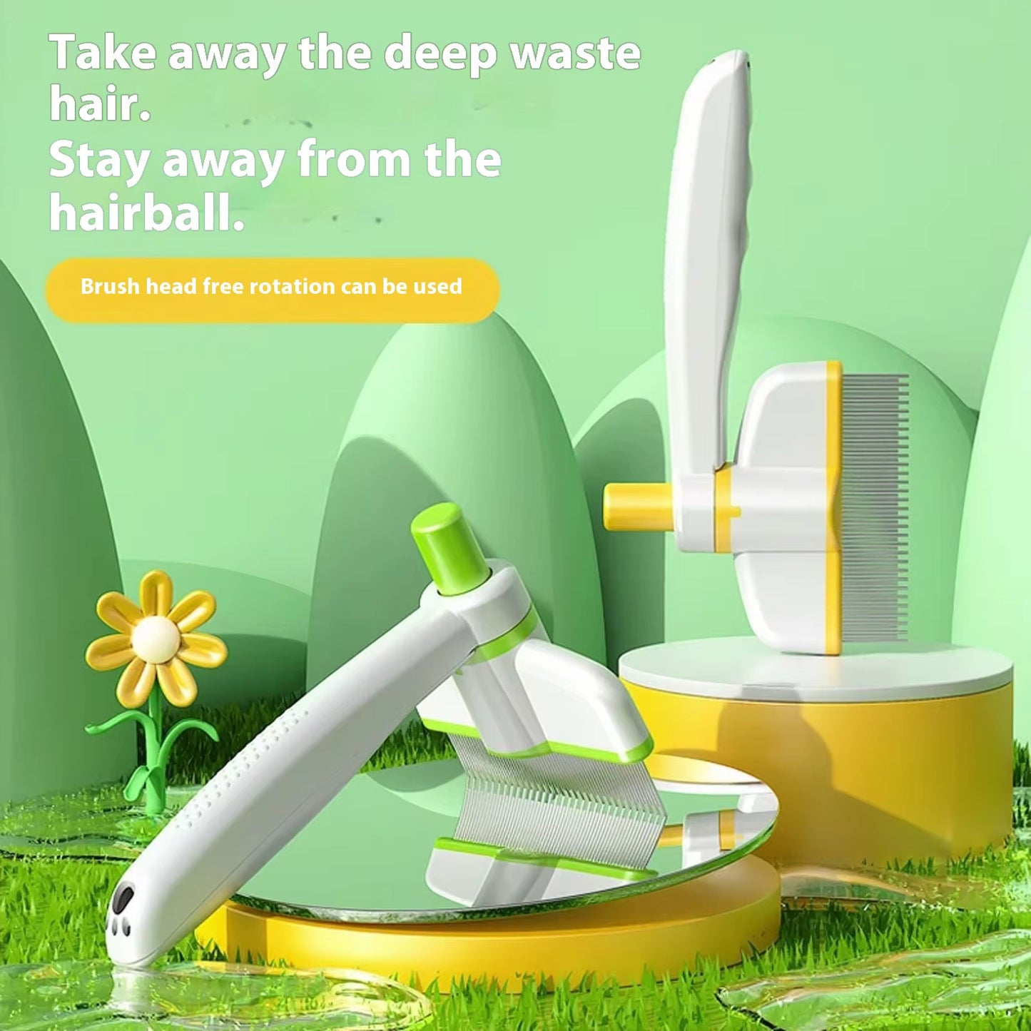 Pet Flea & Hair Removal Comb – Pack of 2 (Rotatable 2-in-1 Grooming Tool)