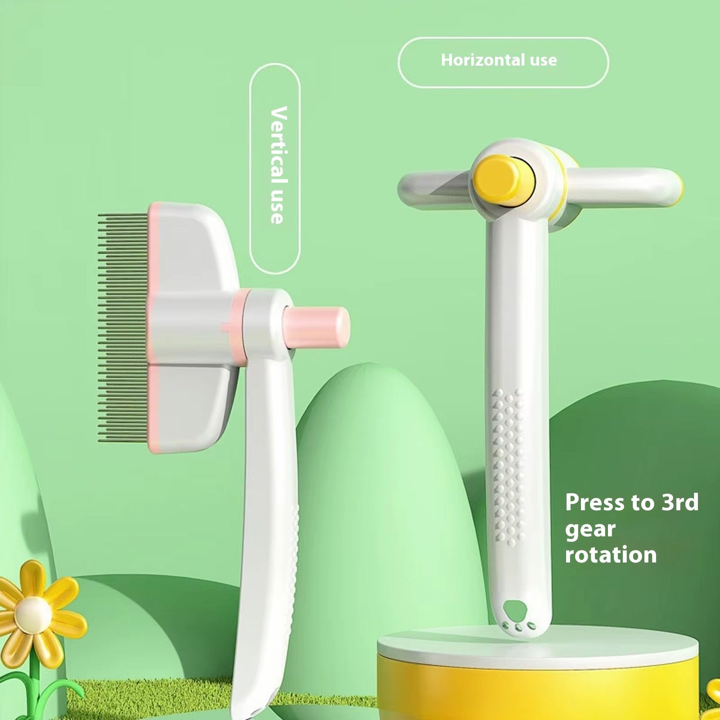 Pet Flea & Hair Removal Comb – Pack of 2 (Rotatable 2-in-1 Grooming Tool)