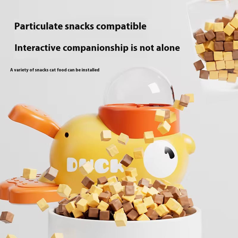 Portable Yellow Duck Interactive Pet Toy – Automatic Feeder & Puzzle Food Dispenser for Cats & Dogs