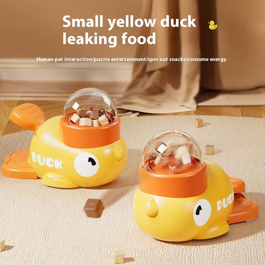 Portable Yellow Duck Interactive Pet Toy – Automatic Feeder & Puzzle Food Dispenser for Cats & Dogs