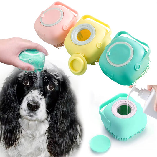 Silicone 2-in-1 Shampoo Dispensing Pet Bath Brush