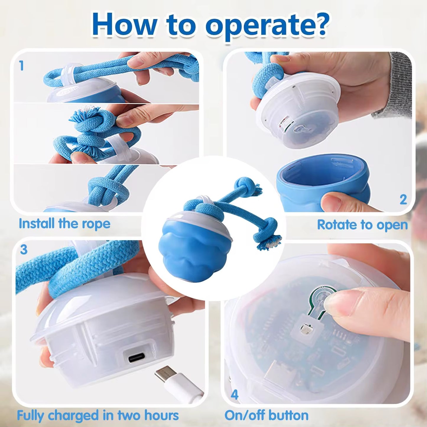 New Smart Automatic Rolling Pet Chew Toy – Rechargeable Squeaky Interactive Training Ball for Dogs