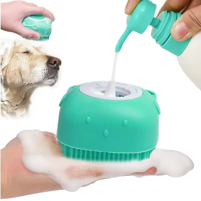 Silicone 2-in-1 Shampoo Dispensing Pet Bath Brush