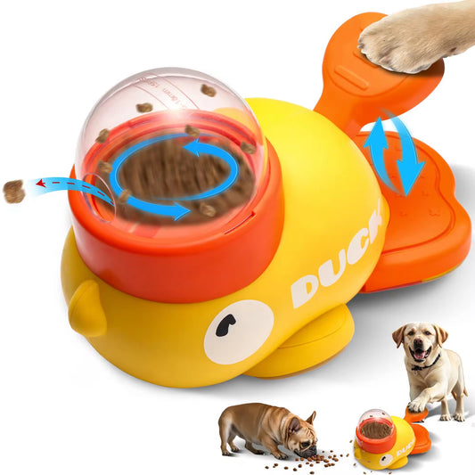 Portable Yellow Duck Interactive Pet Toy – Automatic Feeder & Puzzle Food Dispenser for Cats & Dogs
